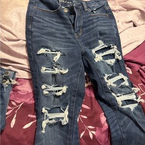 American Eagle Outfitters Women's Ripped Blue Skinny Jeans